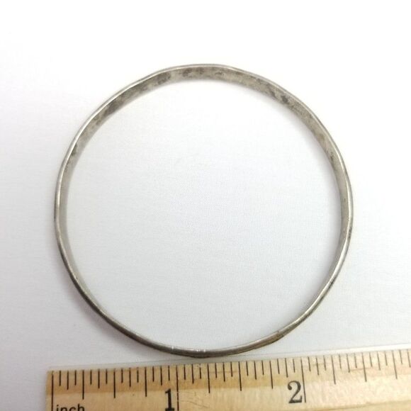 Vintage Sterling Silver Stamped Fish Pattern Bangle Bracelet, Signed Estate - Picture 4 of 6